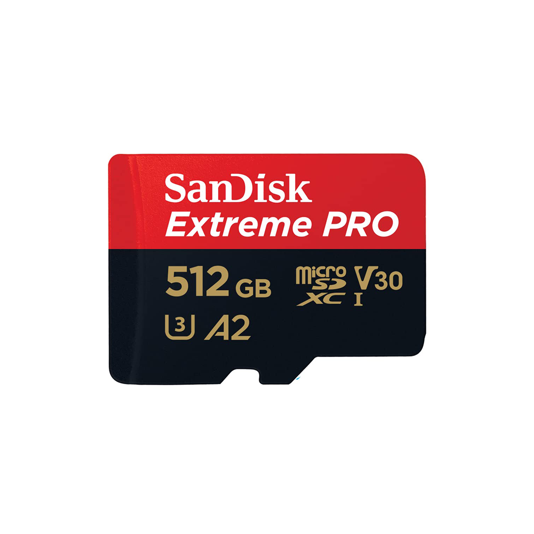 SanDisk Extreme Pro 512GB microSDXC UHS-I، V30، قراءة 200 ميجابايت/ثانية، كتابة 140 ميجابايت/ثانية، بطاقة ذاكرة لفيديو 4K على الهواتف الذكية وكاميرات الحركة والطائرات بدون طيار SanDisk Extreme Pro 512GB microSDXC UHS-I، V30، قراءة 200 ميجابايت/ثانية، كتابة 140 ميجابايت/ثانية، بطاقة ذاكرة لفيديو 4K على الهواتف الذكية وكاميرات الحركة والطائرات بدون طيار